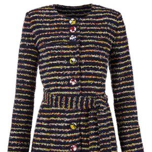 NWOT CAbi #5660 SZ 10 Headline Topper Button-Down Coat in Multi Stripe